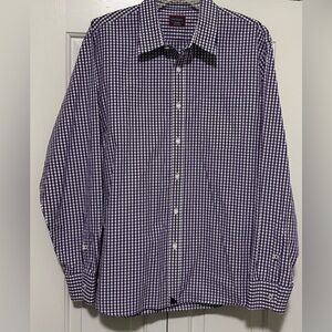 Untuckit Royalty Purple White Plaid Cotton Mens XL Button Down Pocket Shirt
